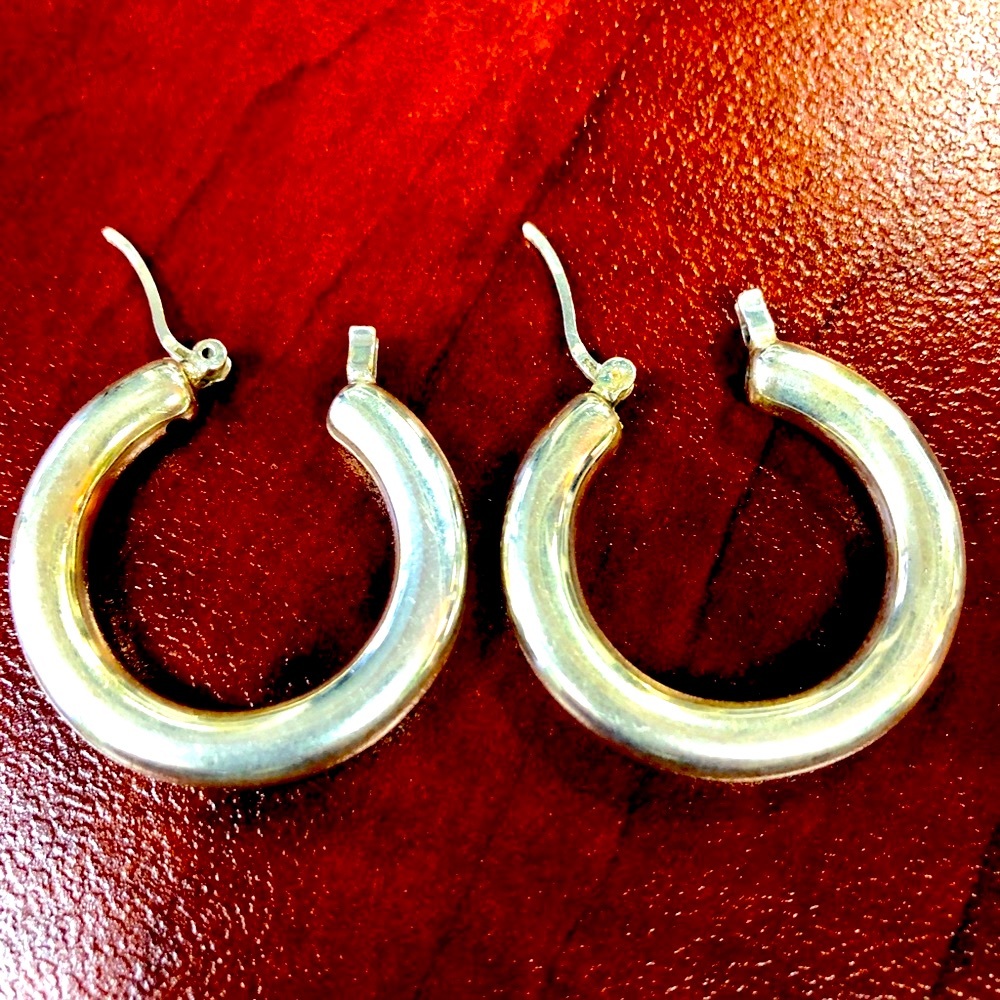 Sterling Silver Hallow Hoop Pierced Earrings